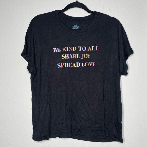 Black Graphic Tee with Colorful Text - Picture 1 of 3